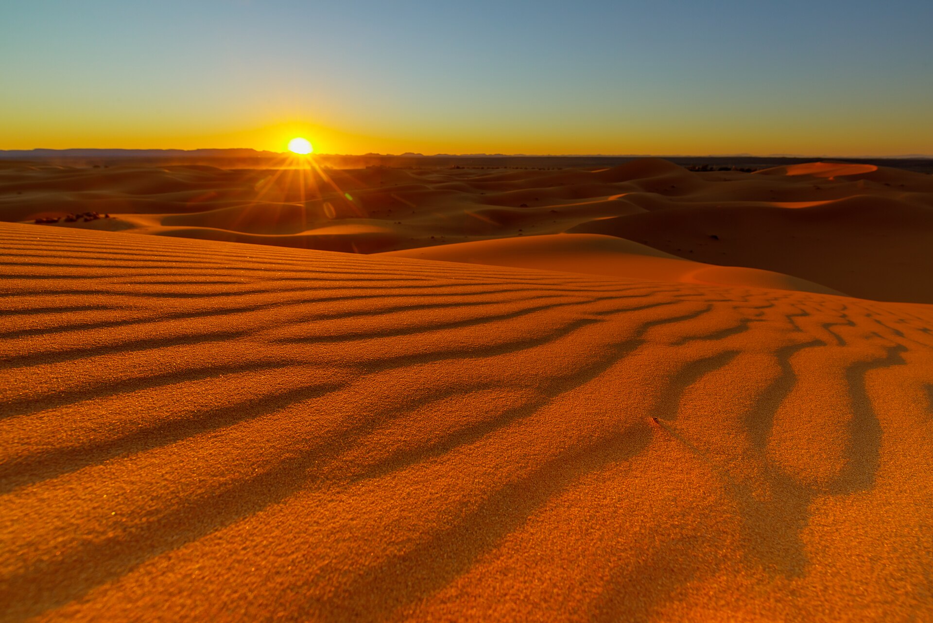 Erg Chebbi dunes at sunset